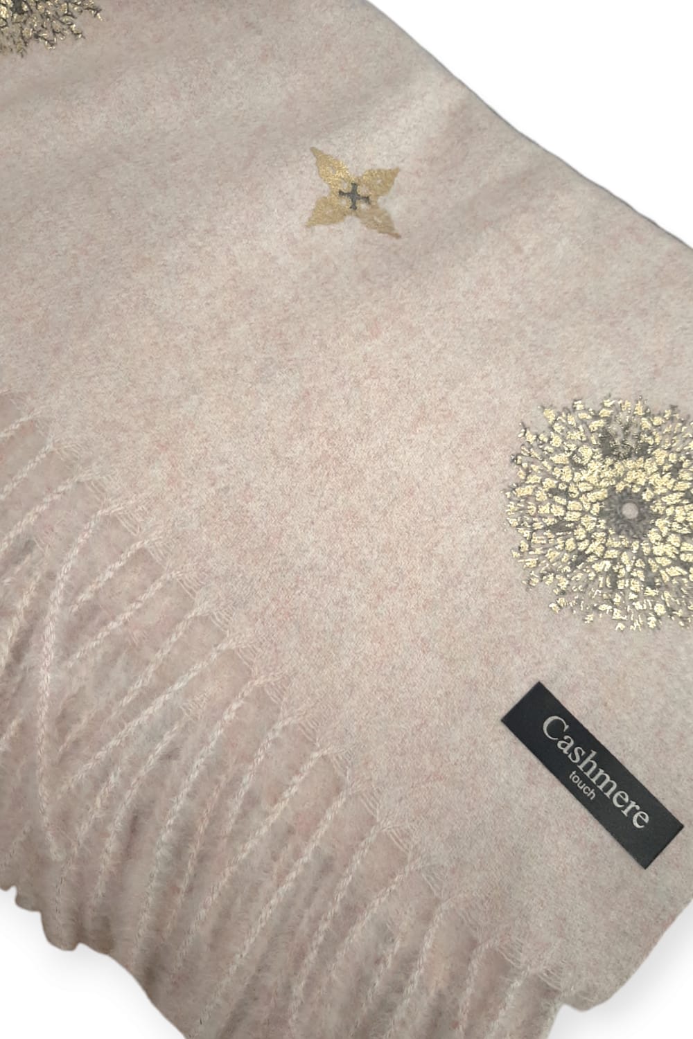 Vaaleameleerattu cashmere -huivi hiutaleilla
