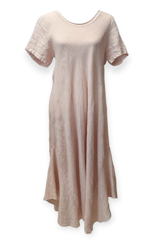 Pitkä pellavamekko, vaaleanpunainen