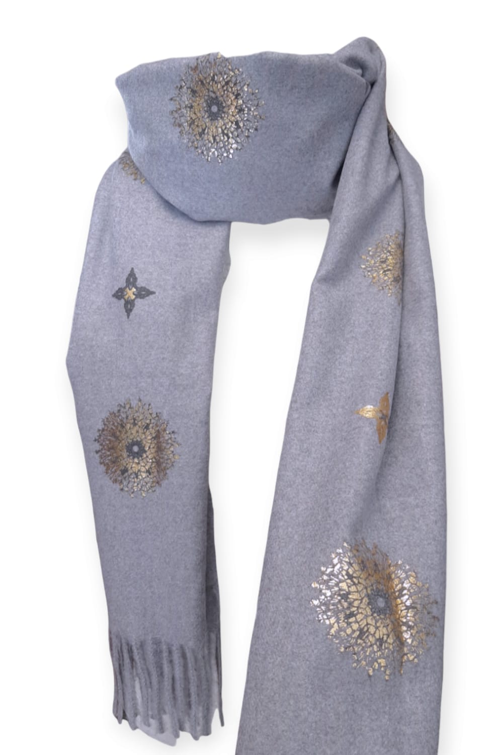 Tummanlilameleerattu cashmere -huivi hiutaleilla