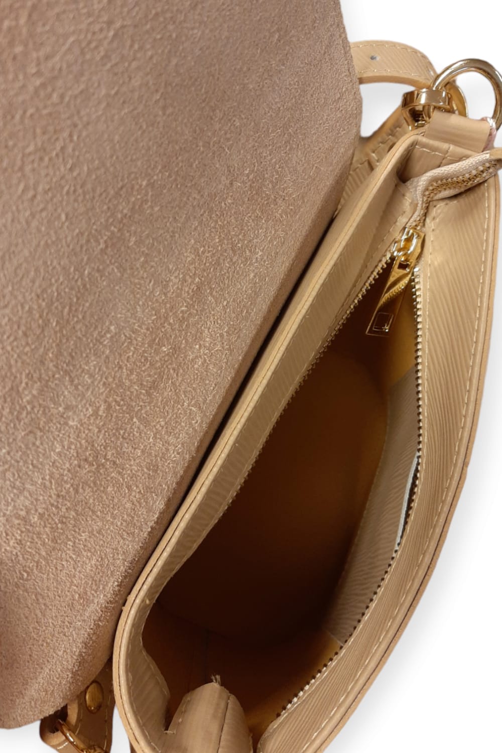 Beige teksturoitu nahkalaukku