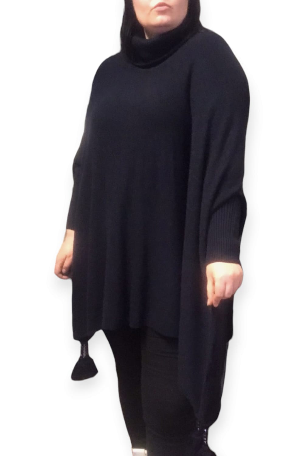 Poncho neule poolokauluksella tummansininen