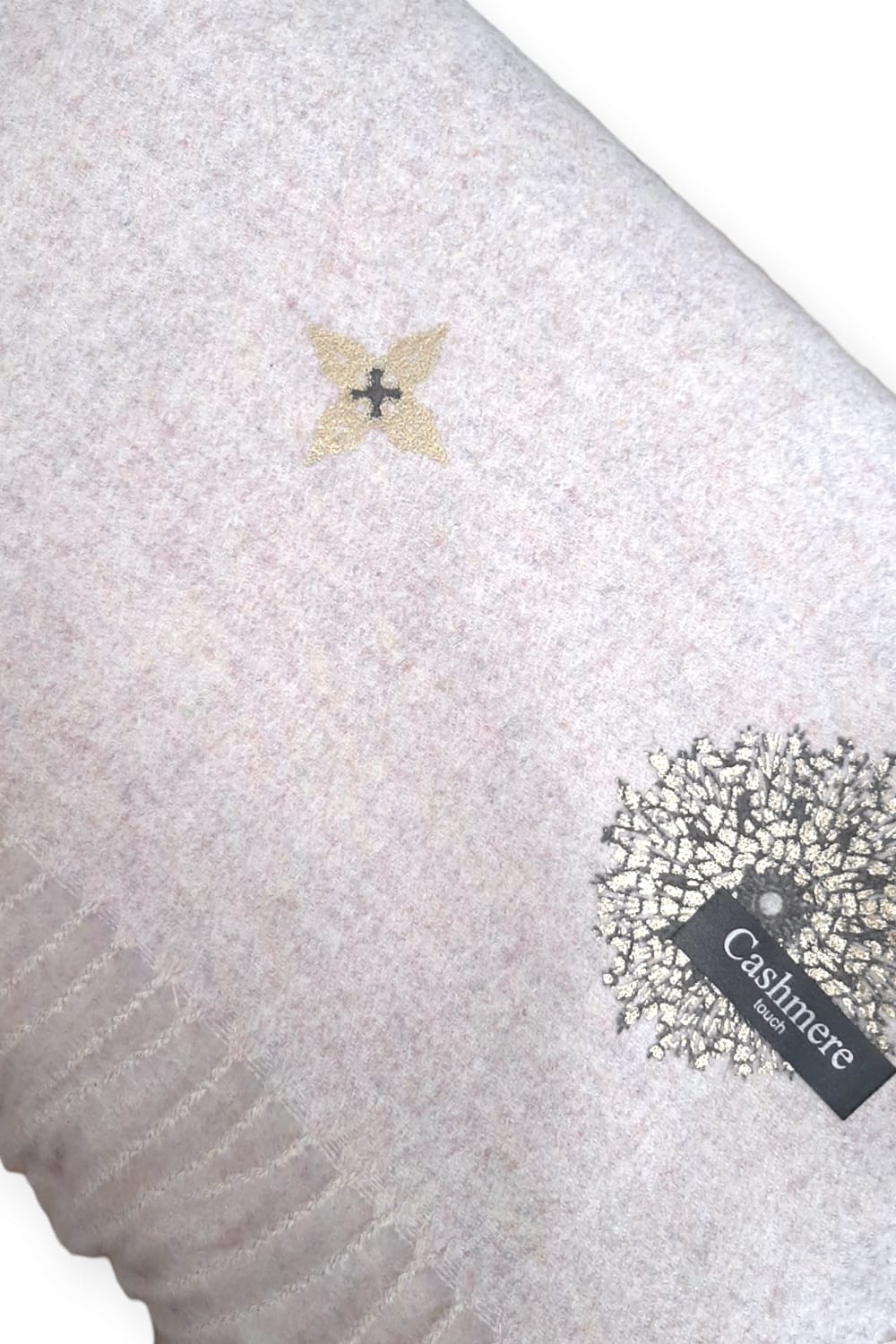 Vaaleanlilameleerattu cashmere -huivi hiutaleilla