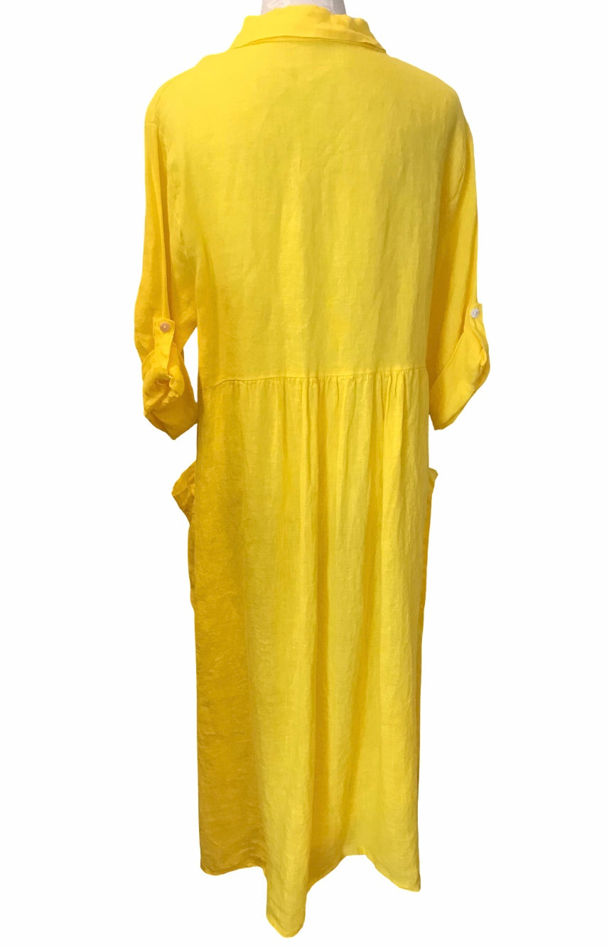 Keltainen pitkä pellavapaitis