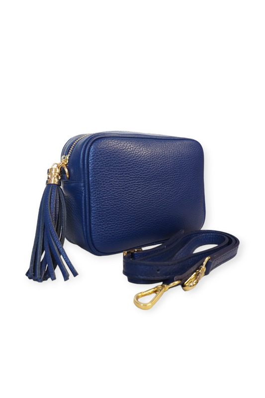 Nahkainen crossbody -laukku sininen