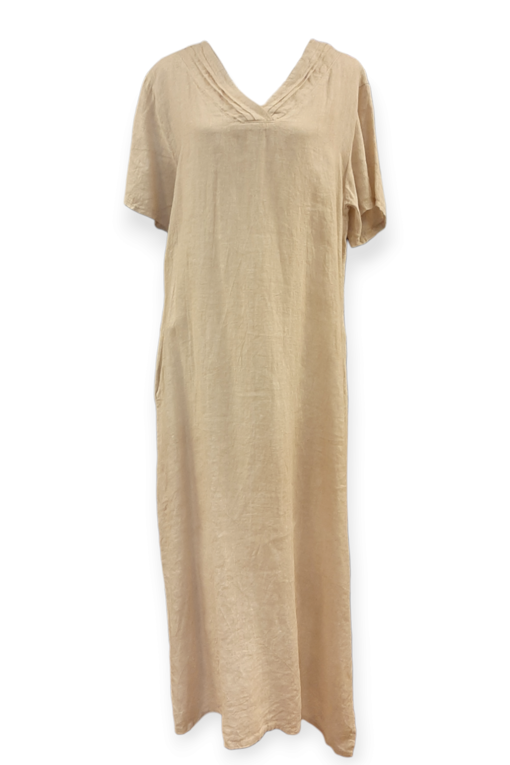 Beige pellavamekko