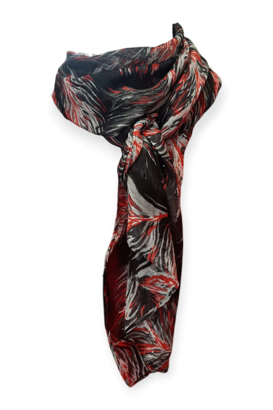 Sulkakuvioinen viskoosihuivi punamusta