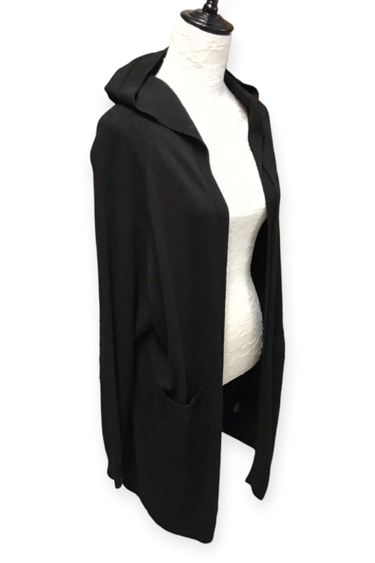 Neuletakki hupulla musta