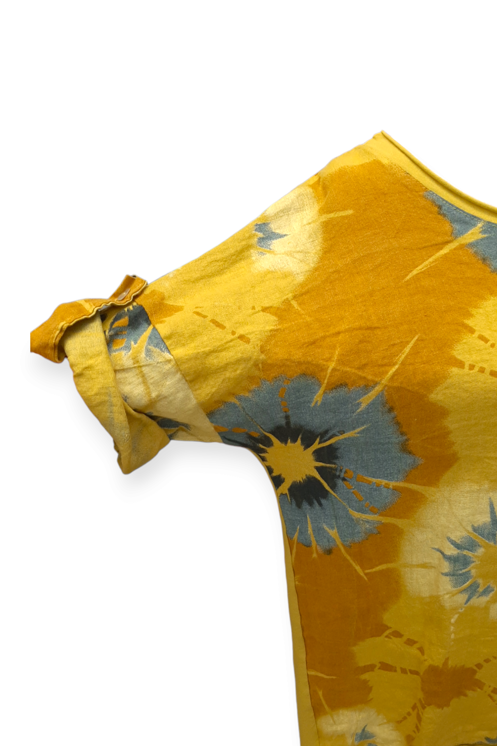 Keltainen solmuvärjätty pellavapaita