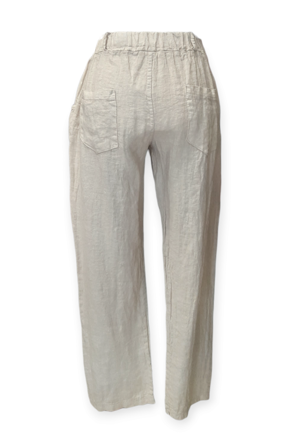 Beiget pellavahousut takataskuilla