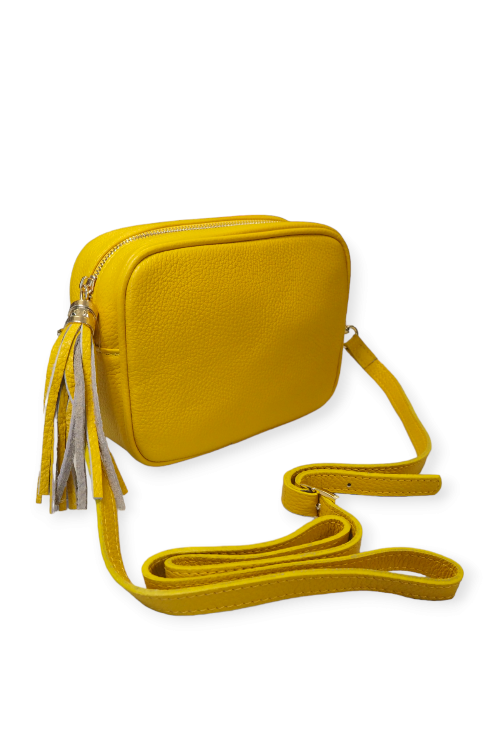 Nahkainen crossbody -laukku keltainen