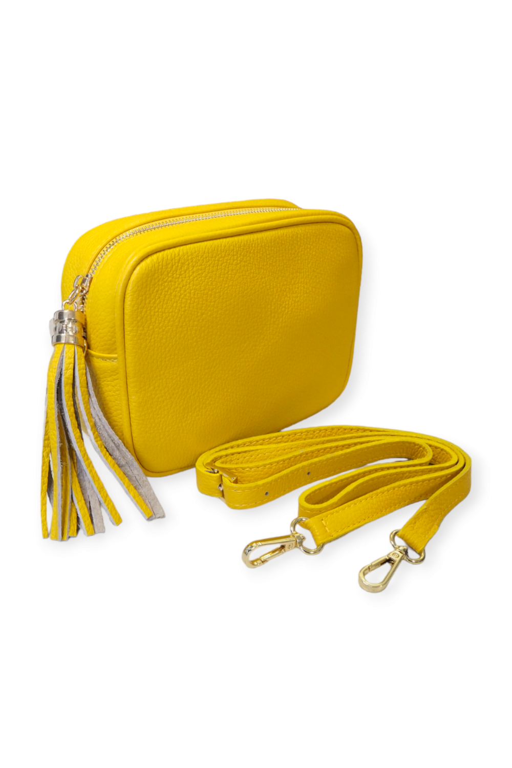 Nahkainen crossbody -laukku keltainen