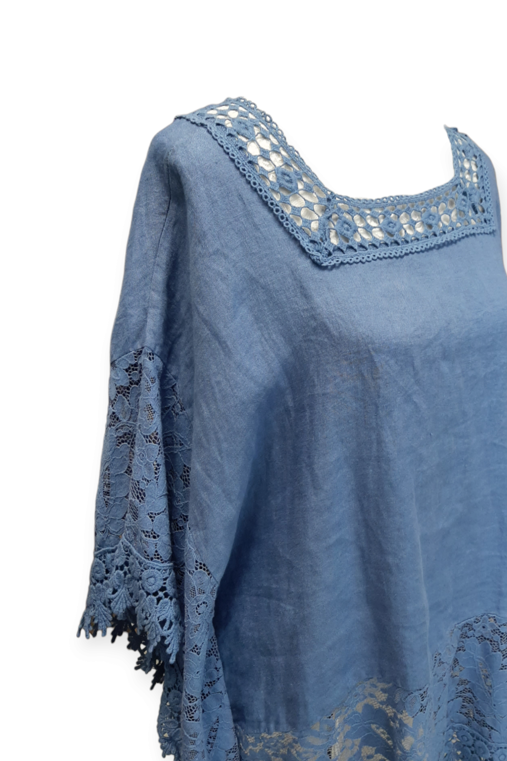 Laatikkomallinen pitsipaita, sininen