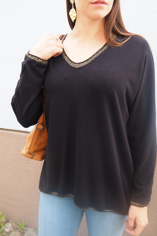 Ohut neulepusero, musta