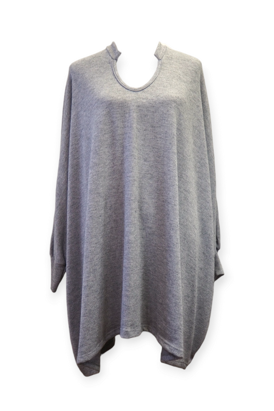 Oversized neulepusero, vaaleanharmaa