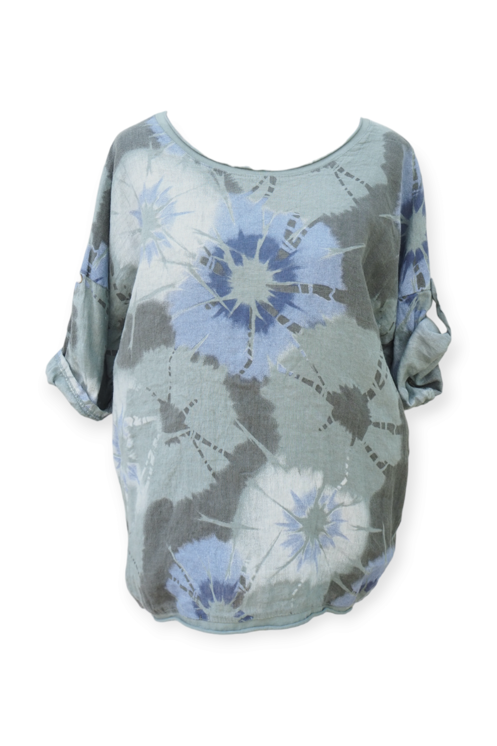 Vihreä solmuvärjätty pellavapaita