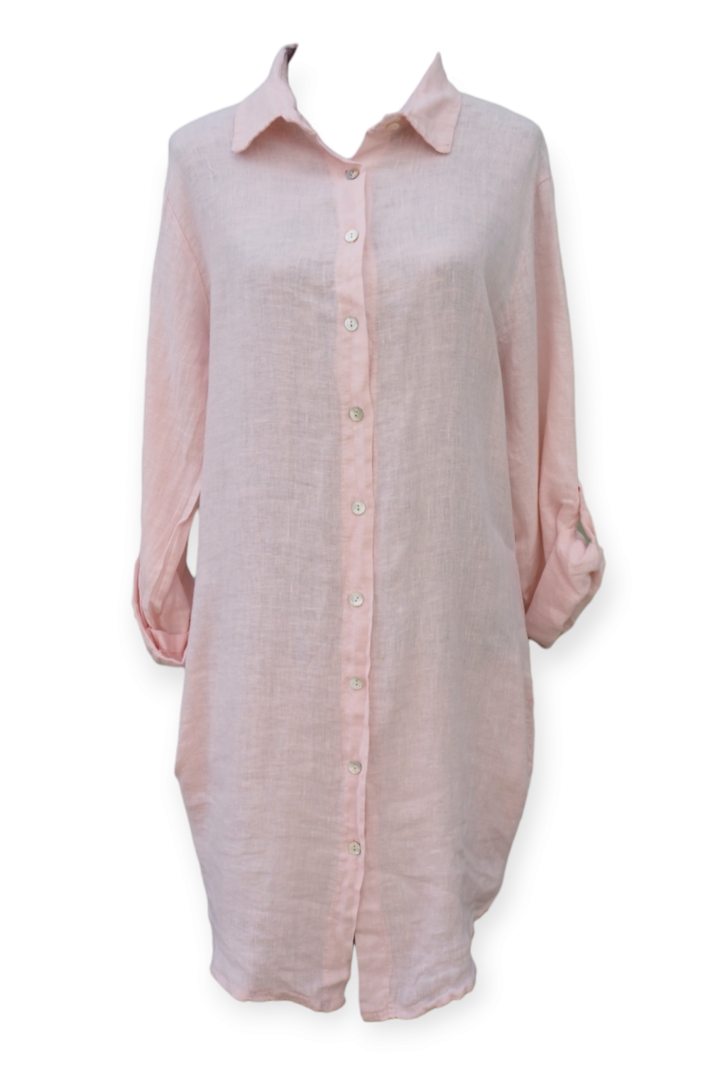 Vaaleanpunainen pellavapaitapusero