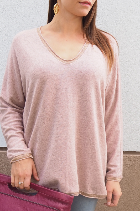 Ohut neulepusero, vaalea roosa