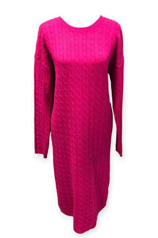 Pitkä palmikkoneule pinkki