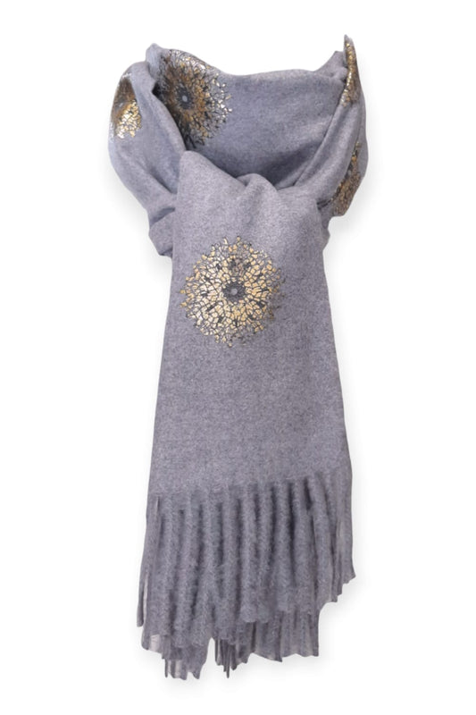 Tummanlilameleerattu cashmere -huivi hiutaleilla