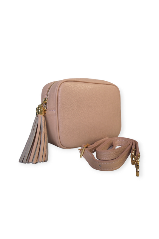 Nahkainen crossbody -laukku latte