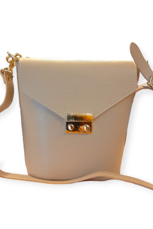 Beige teksturoitu nahkalaukku