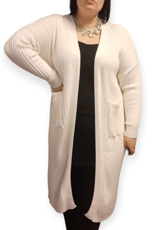 Pitkä Neuletakki luonnonvalkoinen