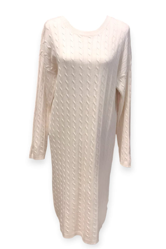 Pitkä palmikkoneule luonnonvalkoinen