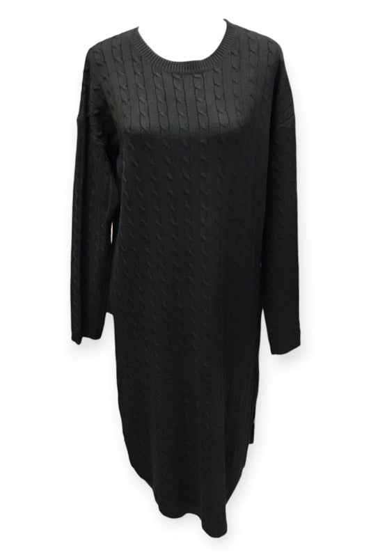 Pitkä palmikkoneule musta