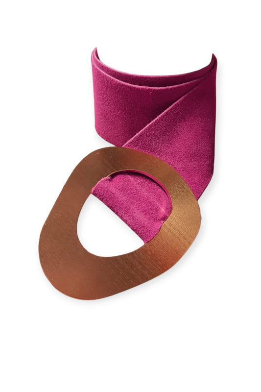 Mokkanahkavyö isolla soljella, fuksia