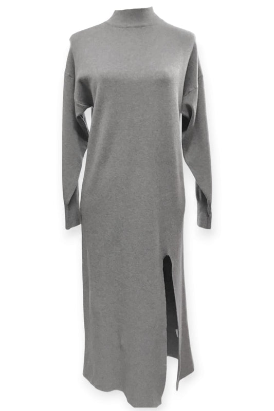 Pitkä Neulemekko halkiolla harmaa