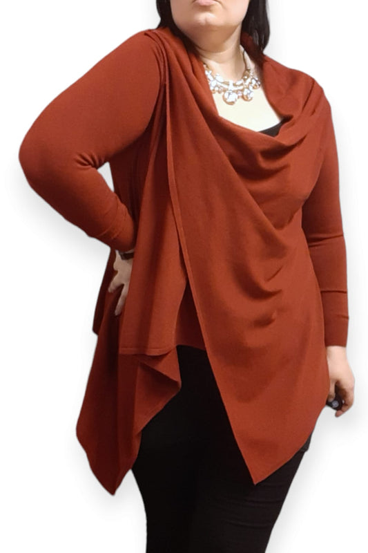 Epäsymmetrinen Neuletakki Viininpunainen