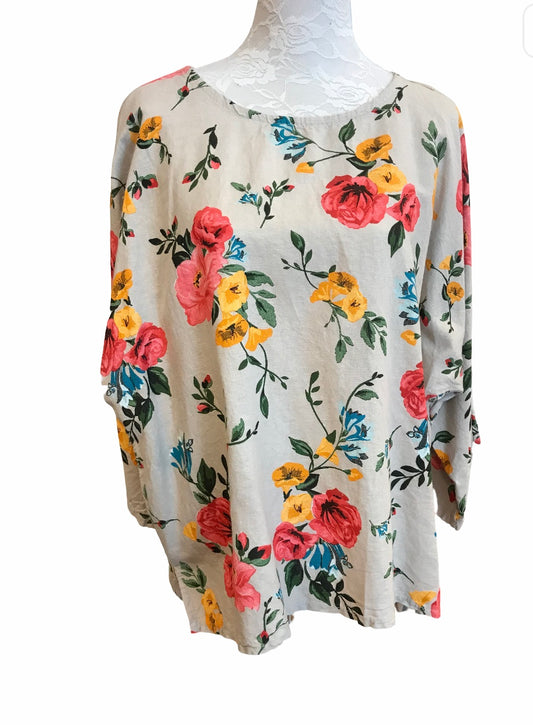 Kukkakuvioinen pellavapaita