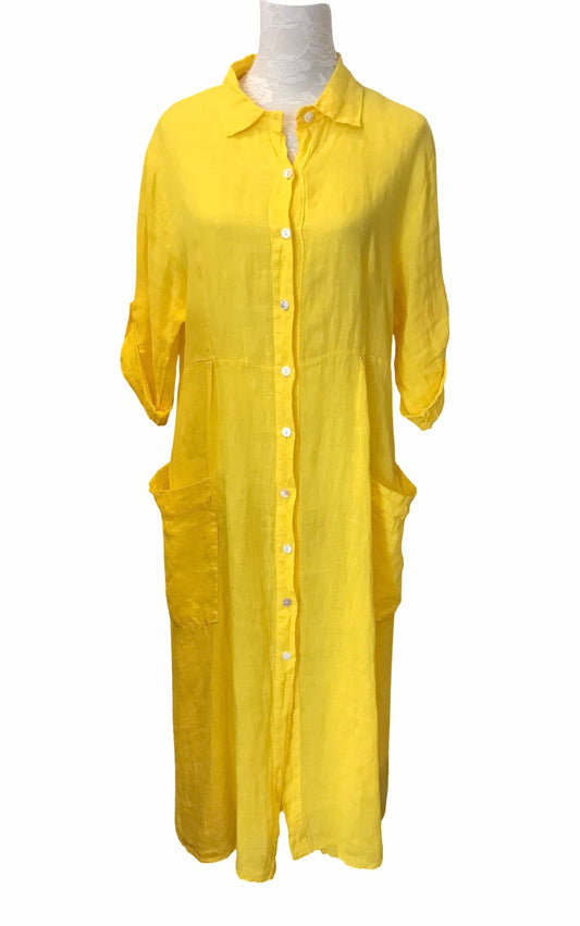 Keltainen pitkä pellavapaitis