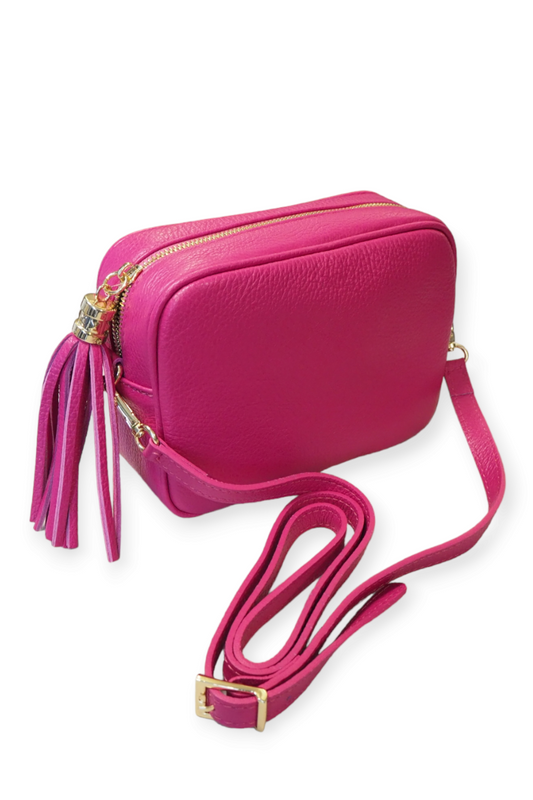 Nahkainen crossbody -laukku pinkki
