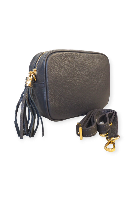 Nahkainen crossbody -laukku Tummanharmaa