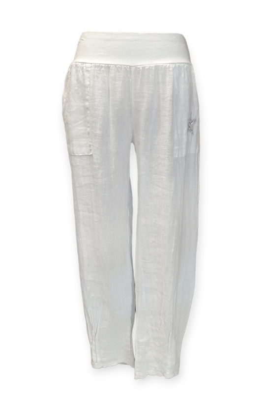 Valkoiset pellavahousut