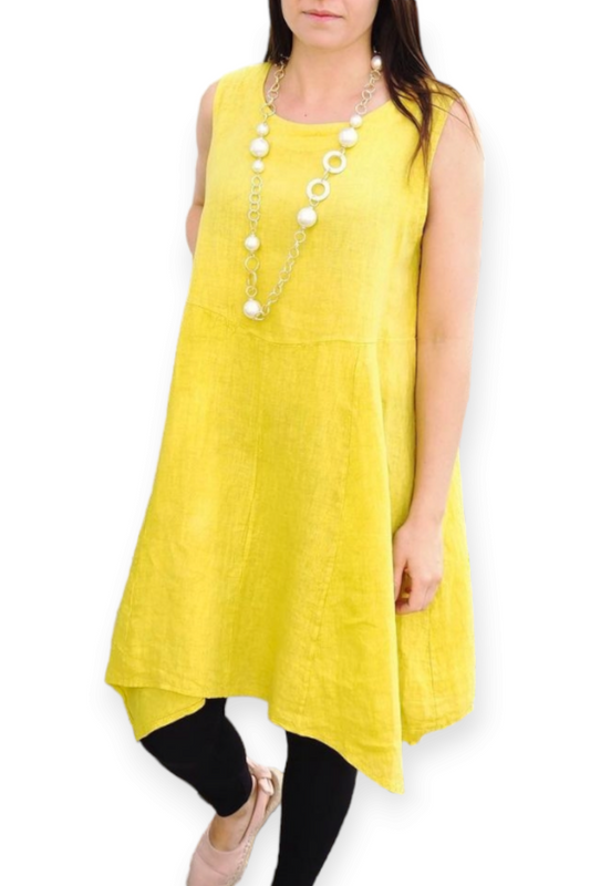 Hihaton pellavamekko, keltainen