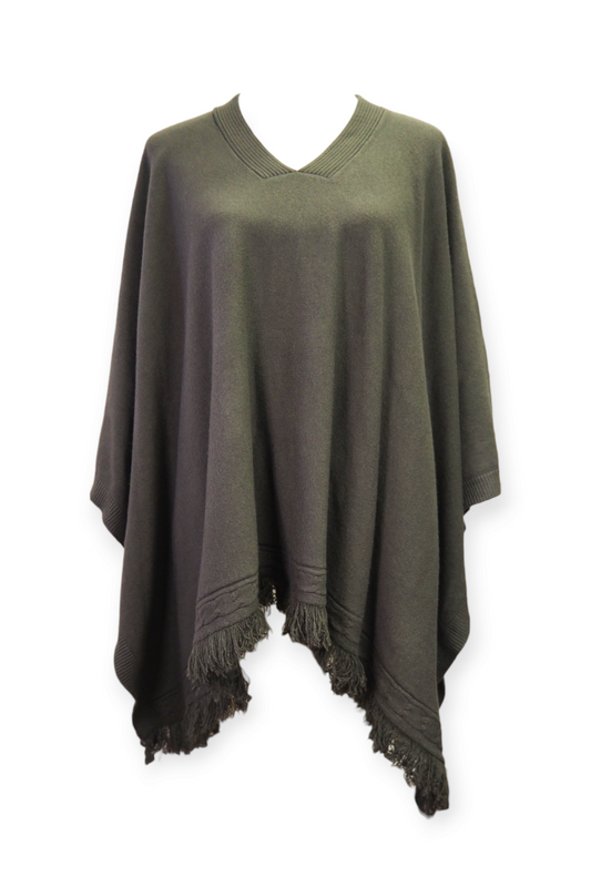 Poncho neule, metsän vihreä
